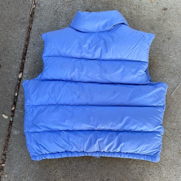 Vintage 80s North Face Goose Down Vest Periwinkle Women Large Puffer Purple USA - Picture 8 of 9